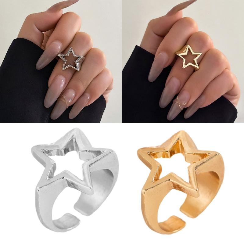 Fashionable Geometric Star Adjustable Finger Rings Jewelry Vintage Aesthetics Y2k Accessories Party Rings Jewelry Charm