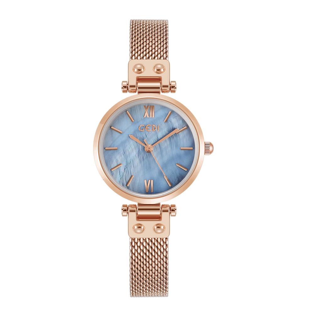 Wenyi Style Women'S Light Luxury Fritillary Surface Small Dial Waterproof Stainless Steel Mesh Belt Quartz Watch