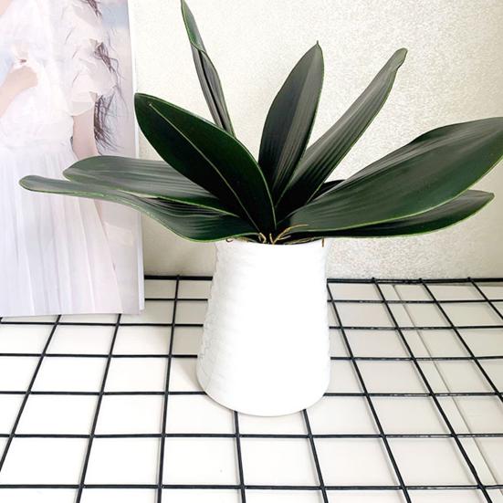 Artificial Green Phalaenopsis Leaves Faux Orchid Leaves Stem Real Touch Green Plant for Flower Arrangement Garden Bonsai Decor