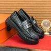 Men's Glossy Leather Thick-Soled Loafers - British Style Slip-On, Large Size, for Spring & Autumn