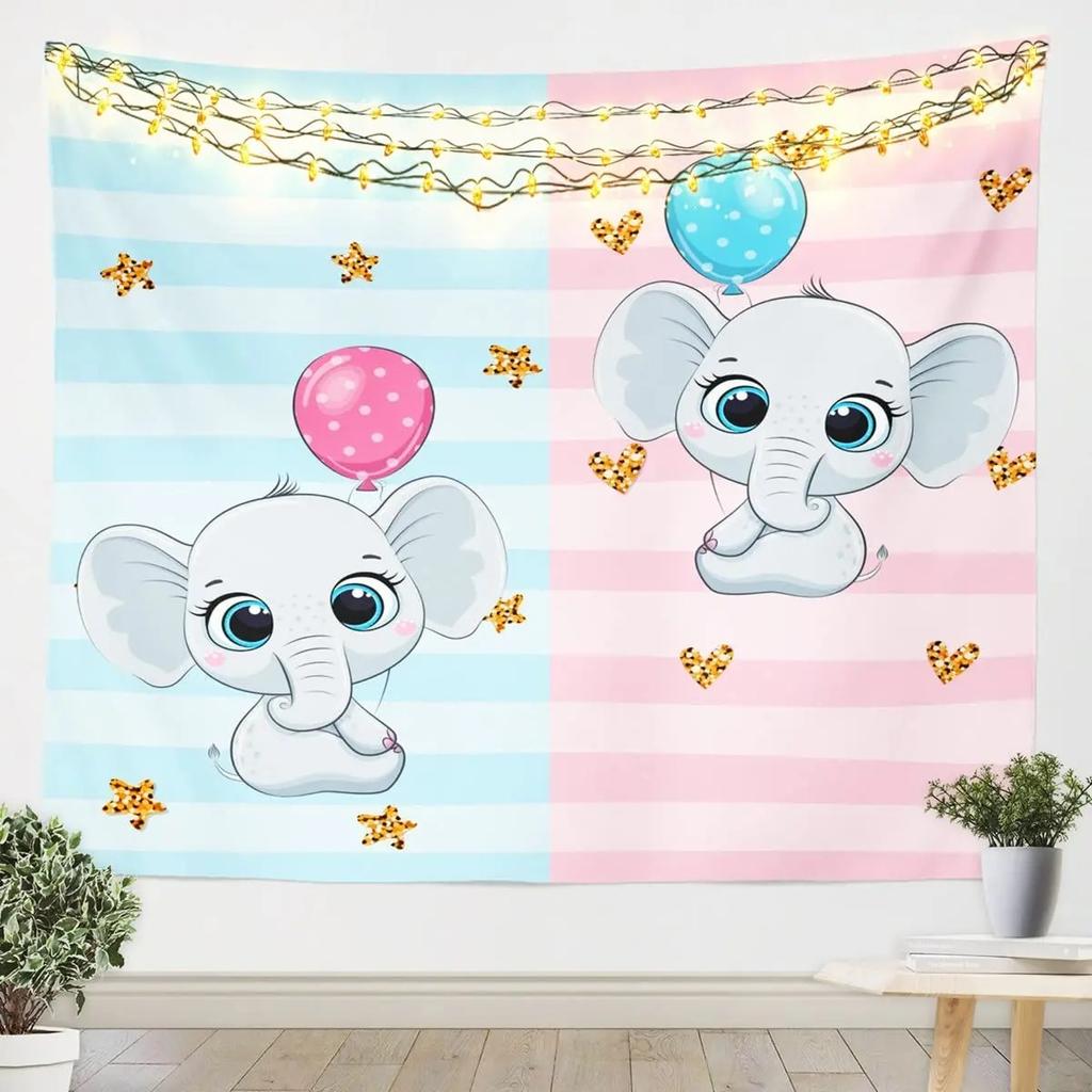 Cute Cartoon Baby Elephant Tapestry Office Living Room Tapestry Home Wall Decoration Tapestry