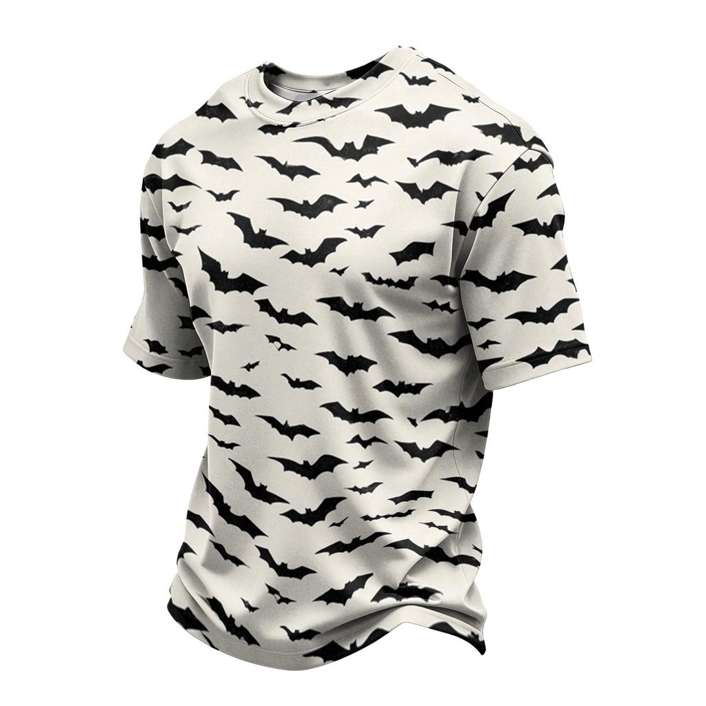 Men's Casual Short Sleeve T Shirt Lightweight Breathable Crew Neck Halloween Print Tee Suitable for Everyday Wear and Outdoor Activities