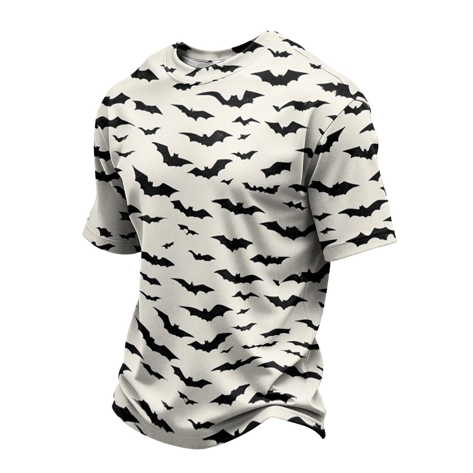 Men s Halloween Printed T-Shirt, Casual Round Neck Short Sleeve Top, Lightweight Breathable Tee M