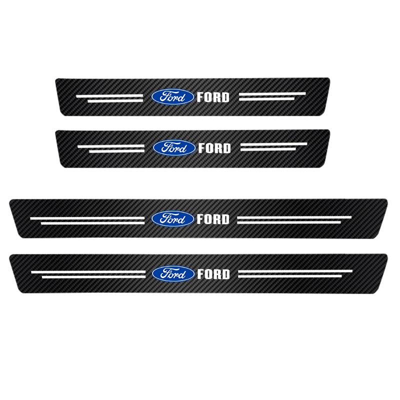 VOPL3 Car Carbon Fiber Trunk Stickers Car Threshold Sticker For Ford Focus Fiesta Mondeo Explorer Transit Fusion Auto Decorative Decal