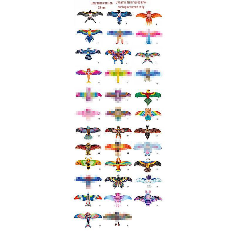 35cm Dynamic Children's Cartoon Weifang Kite with Carbon Rod for Fishing.