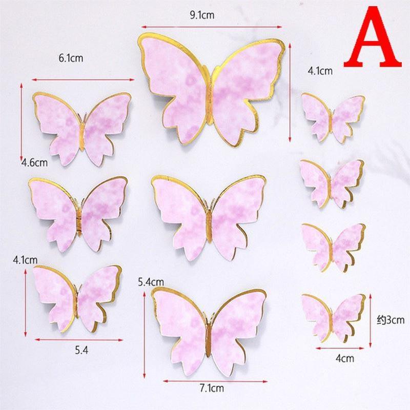 10Pcs/Set Birthday Cake Toppers Cake Decoration Handmade Painted Butterfly Cake Topper for Wedding Birthday Party Baby Shower