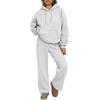 Women's Two-piece Tracksuit Set: Oversized Hoodie Sweatshirt and Jogging Pants Light Gray XXXL New Arrival