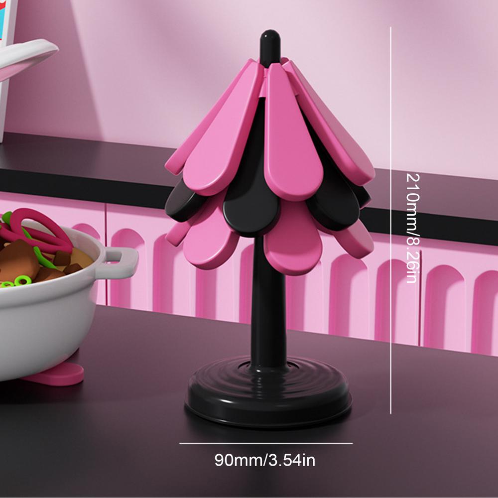 

Подставки под чашки для стола Складные в форме дерева Подкладка под горячие блюда Термостойкая Защищающая от ожогов Силиконовая Складная подставка для кухни и столовой