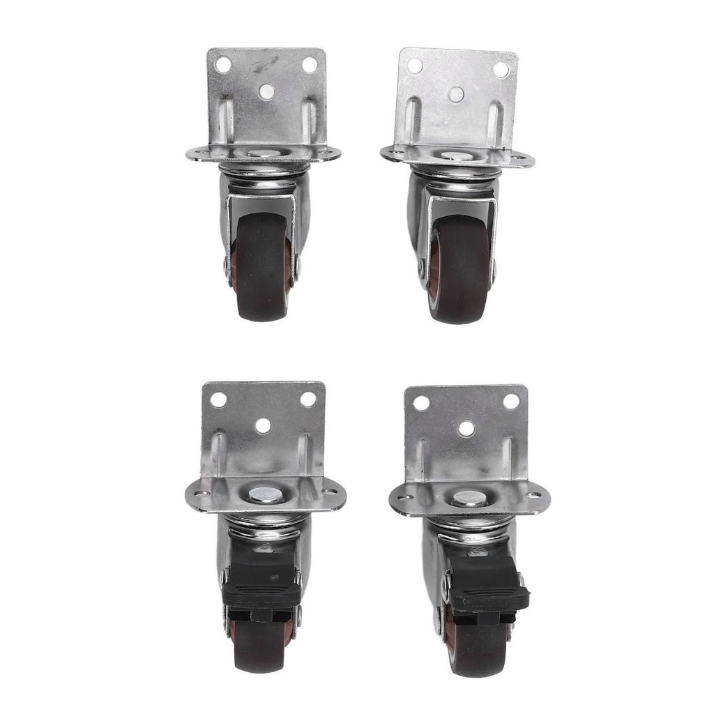 Seitenmontage Rollen Set 4 Stück Schwerlast 1,5 Zoll L-Form TPR Plattenräder 2 Stück mit Bremse 2 Stück ohne