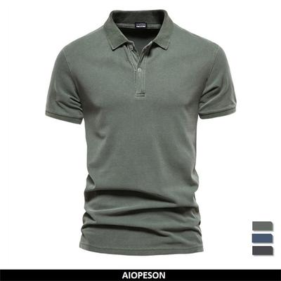 AIOPEON Pamuk Düz Renk erkek Polo GÖMLEK Rahat Kısa Kollu Yatak Açma erkek Gömlek Moda Sokak Erkekler için Polos Erkek Giyim
