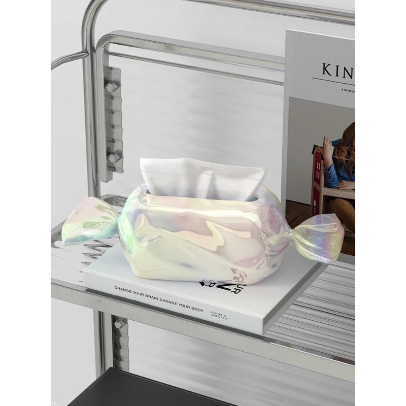 Cute Candy Tissue Box Decoration Simplicity Living Room Household Tea Table Resin Paper Box Creative Desktop High-end Decoration