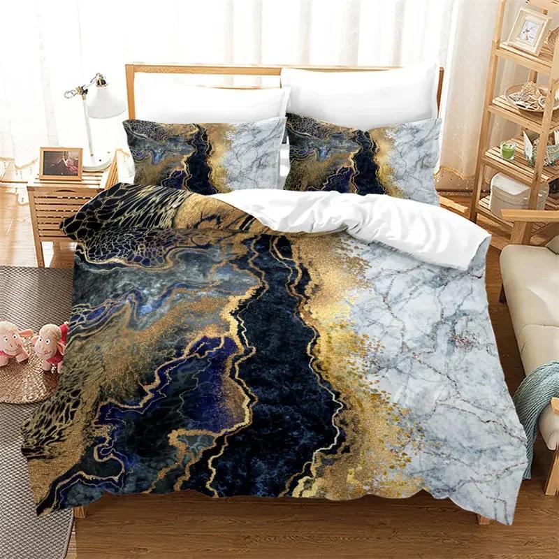 Marmor Påslakanset Geometriskt Sängklädesset Abstrakt Konst Quiltöverdrag King Twin Full Queen För Vuxna Barn Flickor Sovrumsinredning