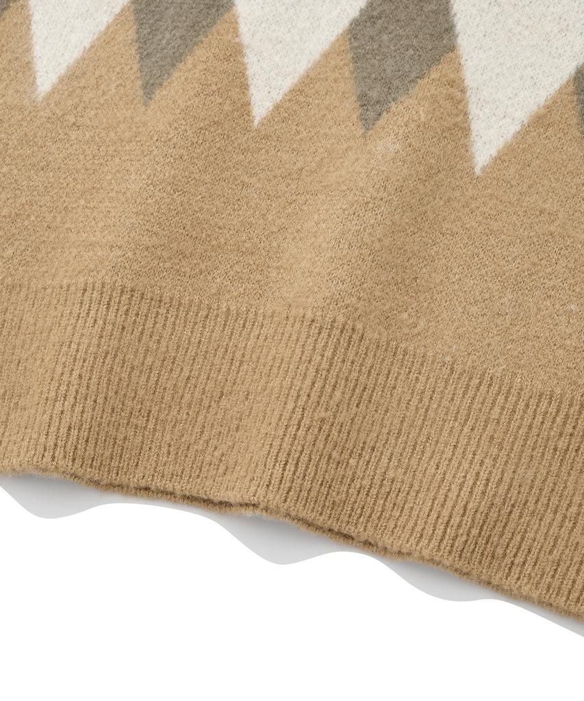 Saintpain Sp Diamond Jacquard Vest-Beige
