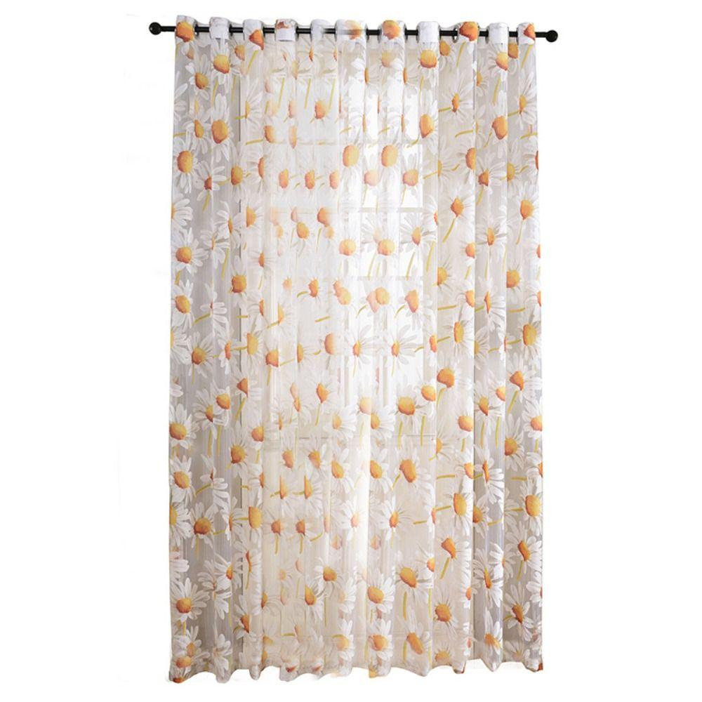 Jacquard Sheer Daisy Sheer Curtains Translucent Sun Flower Tulle Curtain Home Decoration