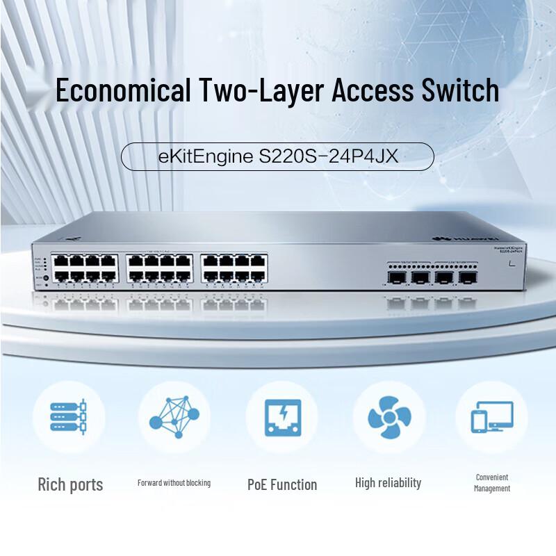 Huawei S220S-24P4JX 24-Port Gigabit Managed PoE Switch