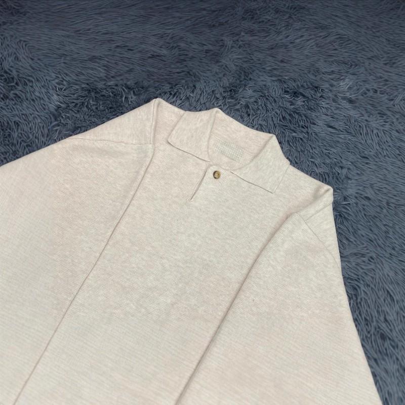 Trendy Solid Color Thick Loose Knit Sweater Old Money Style Collared Long Sleeve Winter Couple Youth