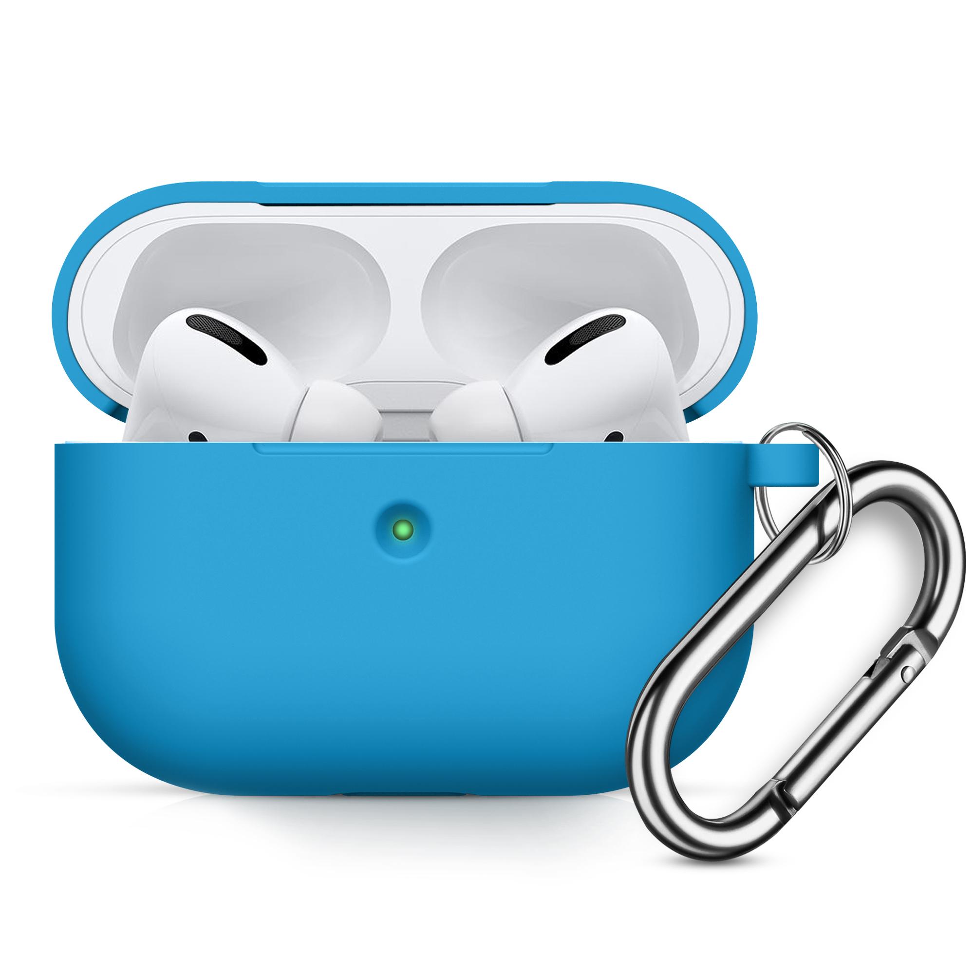 

Для чехла AirPods Pro Беспроводные Bluetooth-наушники Защитный Для Airpods Pro Мягкий Силиконовый Чехол Аксессуар для наушников С крючком синий
