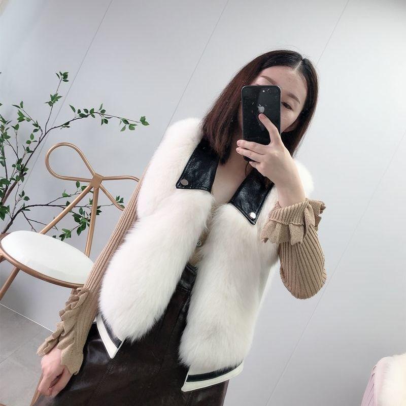 

New fur imitation fox fur, fur vest, fashion coat, thin slim vest women s short S