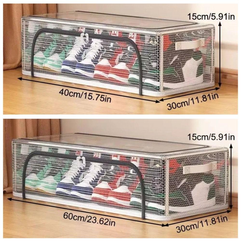 Stackable Transparent Shoe Box Folding Clothes Quilt Storage Box Durable Shoe Holder  Bedroom