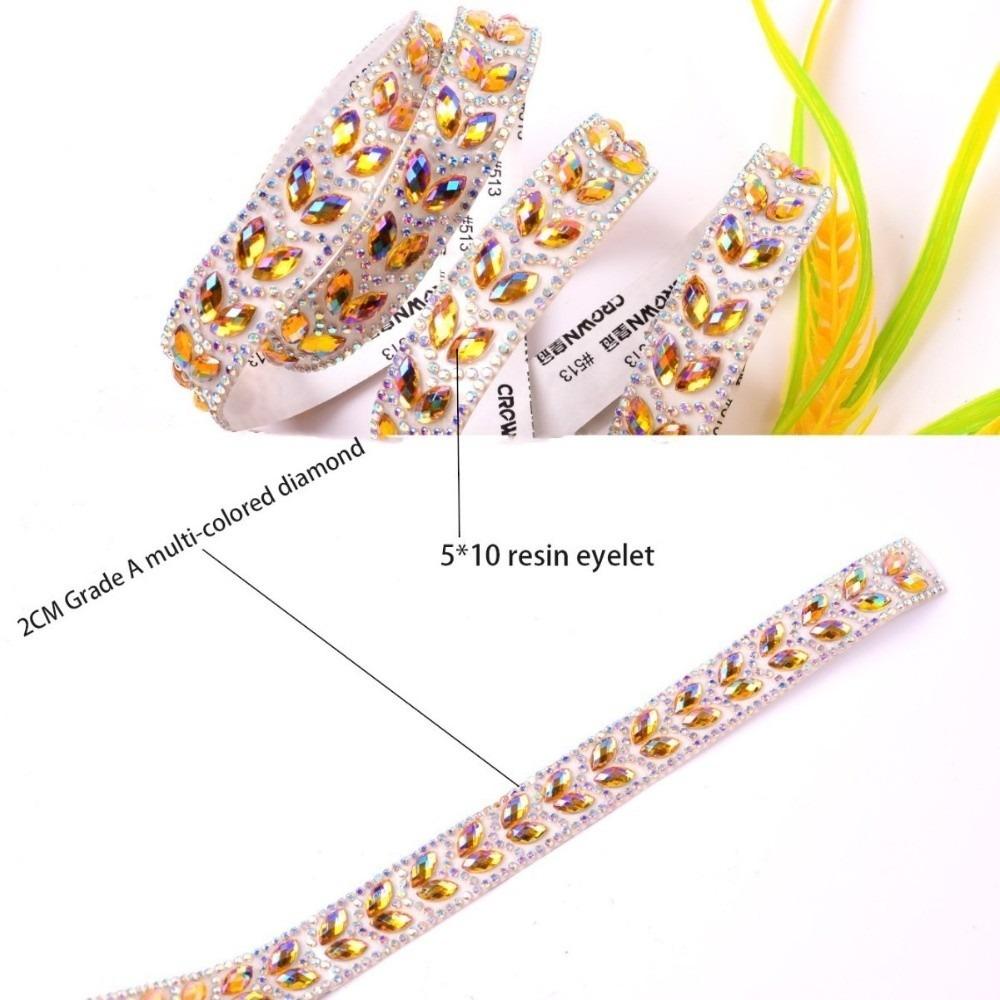 Golden Hot Fix Rhinestone Trim Wheat Ear Design Resin Hot Fix Rhinestone Tape  Cosmetic Decor