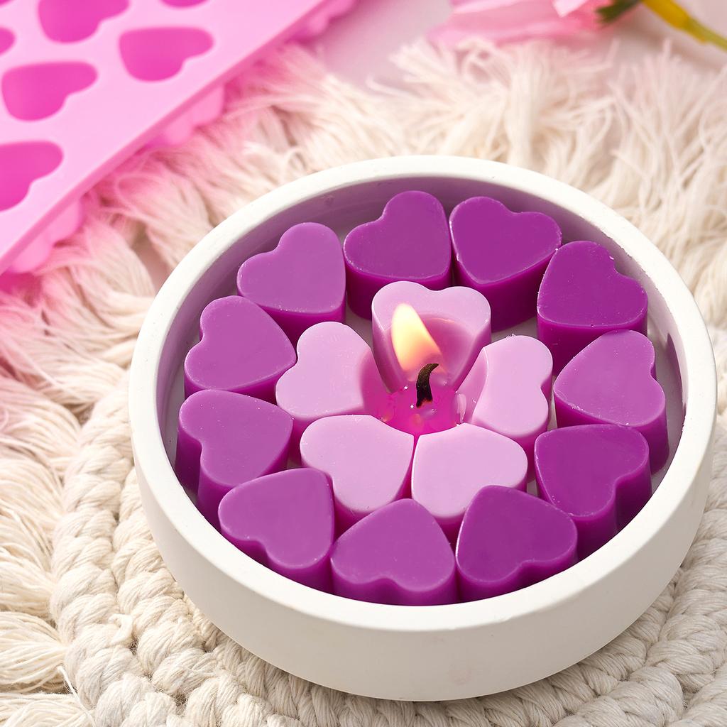 55 Compartment Heart Silicone Candle Mold Valentine's Day Candles Making Kit DIY Love Cake Chocolate Baking Mould Party Gifts