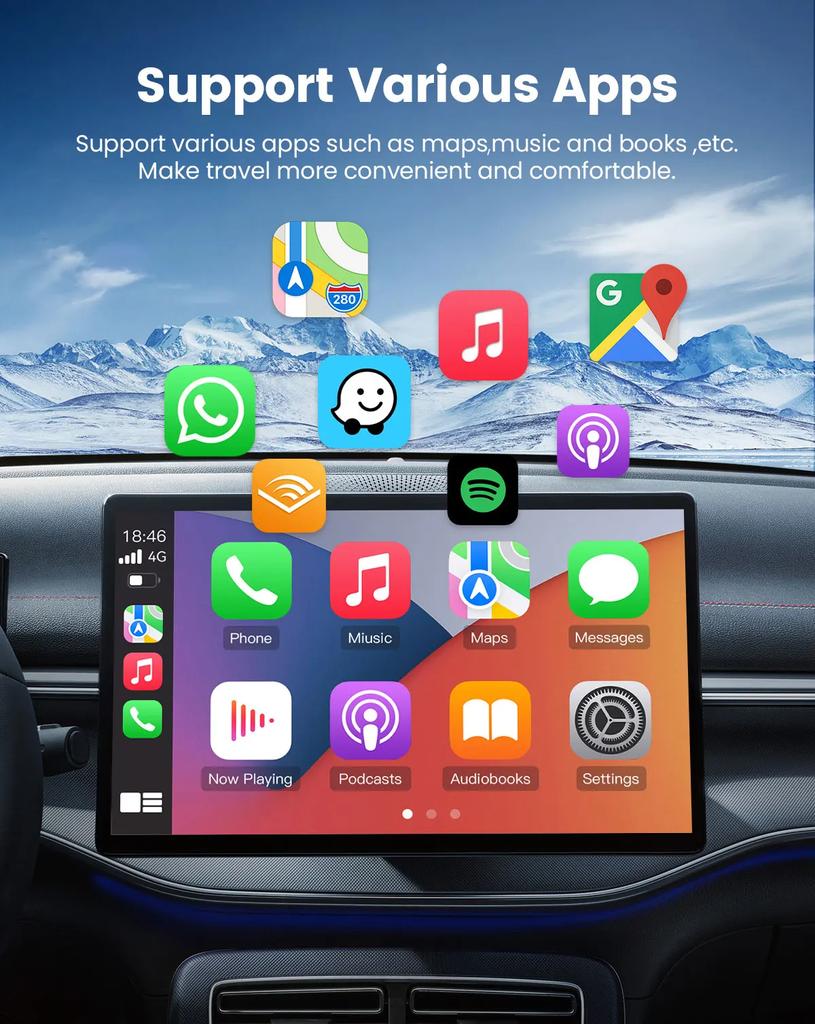 2IN1 Mini AI Box for Apple CarPlay Wireless Adapter Car OEM Wired CarPlay To Wireless CarPlay USB Dongle Plug and Play Ai Box