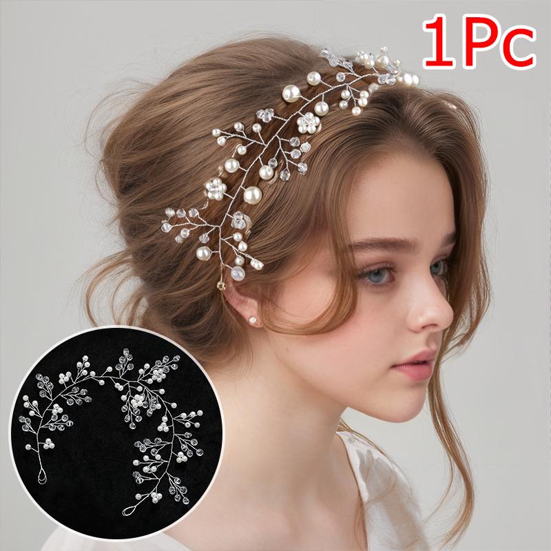 1PC Headband Handmade Accessories Bride Bead Gift Plastic Elegant Headband Wedding Simplicity