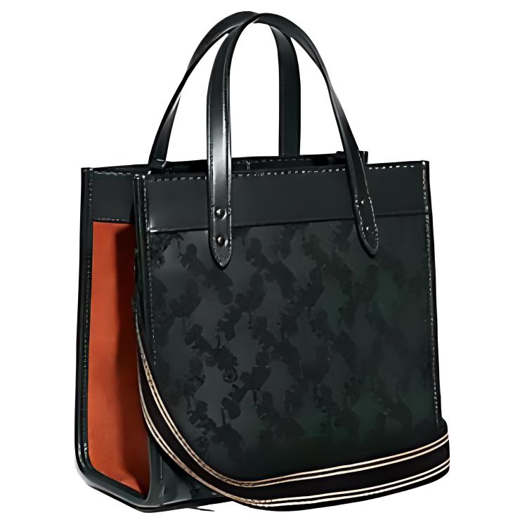 New COACH Field Cow Leather Tote Bag Shopping Bag Handbag Shoulder Bag Crossbody Bag Medium Size Women's Green CD750-V5RFT
