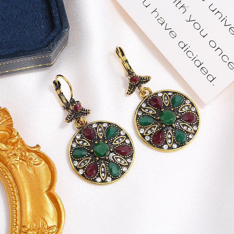 Ruby and Red Corundum Water Drop Earrings with Colored Sapphires and Diamond Studs in White Gold Plating