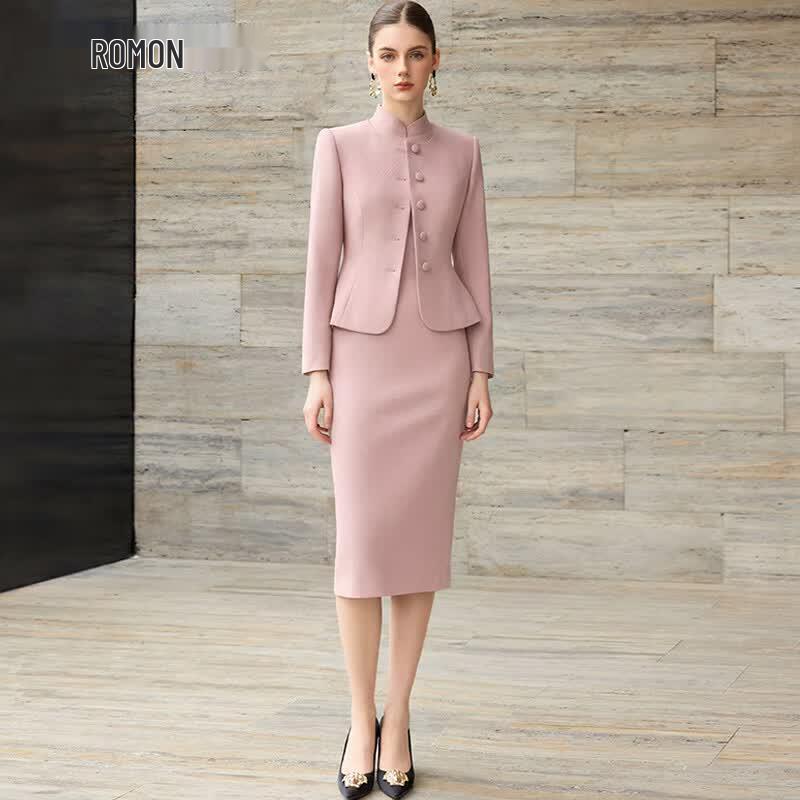 Luomeng Women's New Chinese Style Business Suit Dress Set