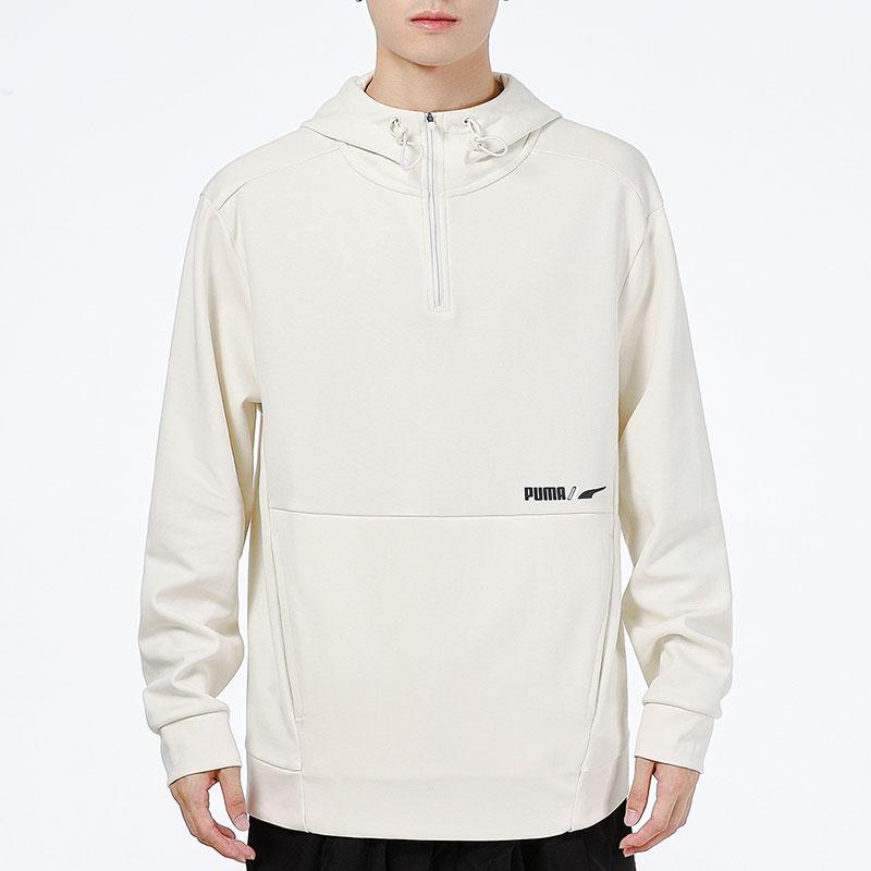 PUMA Half-Zip Running Training Casual Hoodie Sweatshirt Men Tops Off-White 846535-73