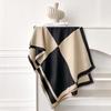 Brand Elegance Geometric Print Imitation Pashmina Shawl Warm, Soft, with Fringe, Suitable for Autumn and Winter Outdoor