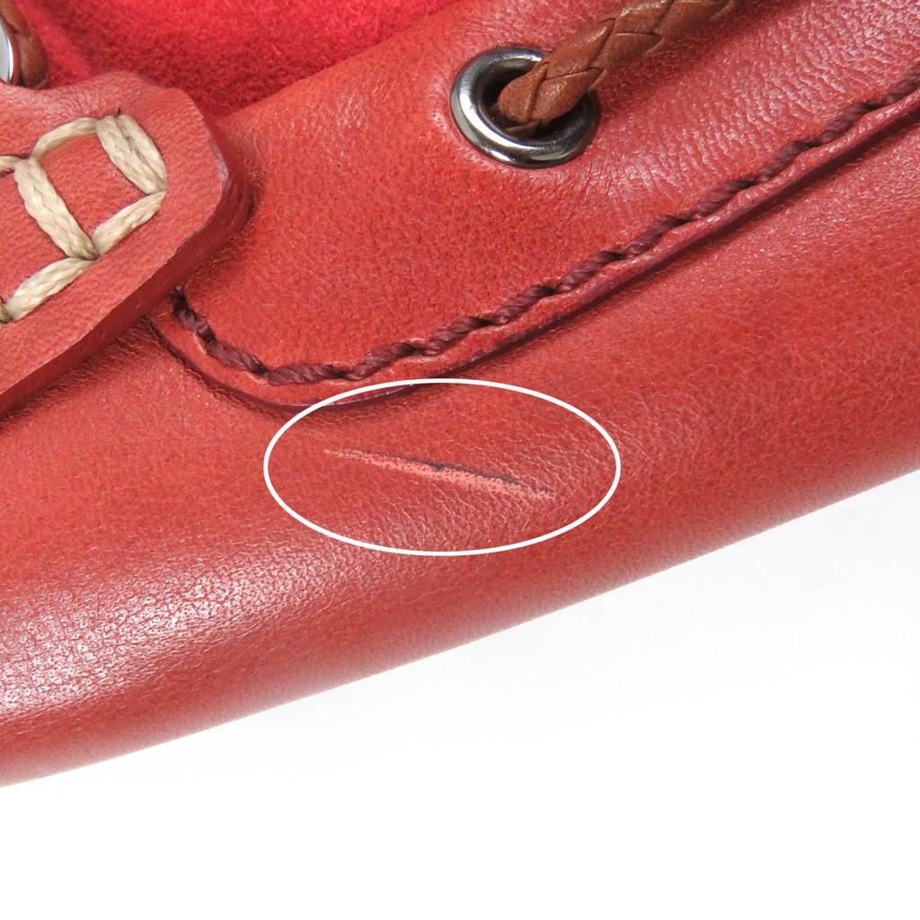 Excellent LOUIS VUITTON Driving shoes LV logo metal loafers Red series 6.5 Used