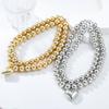 European and American exaggerated two-piece set, multi-layer round beads stacked wearing necklace temperament niche removable love-shaped 