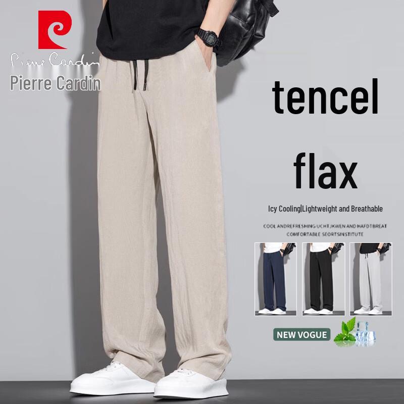 Pierre Cardin Men's Summer Tencel Linen Straight Casual Pants