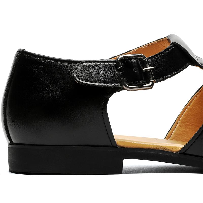 Summer Casual Flat Shoes Men High Quality Leather Sandals Buckle Solid Color Weave Breathable Vintage Men Gladiator Sandals