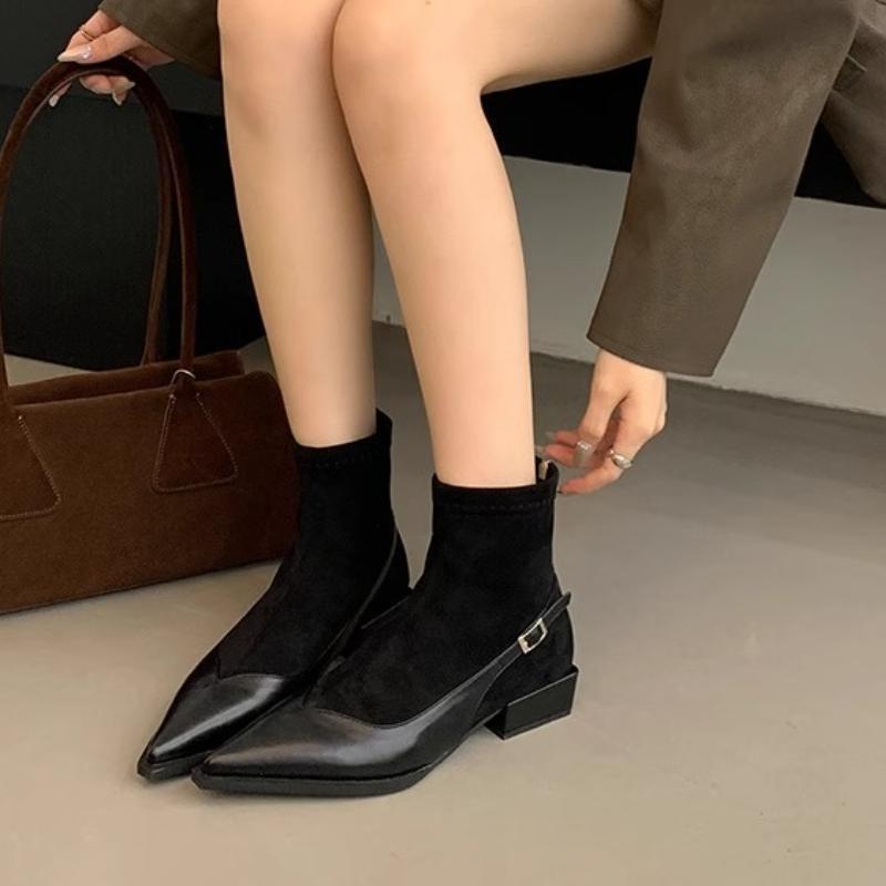 

Осень Новый Стиль Дизайнерские Водонепроницаемые Ботильоны Челси на Молнии Сзади Элегантные Платье Вечеринка Легкие Износостойкие Короткие Ботинки 35 чёрный