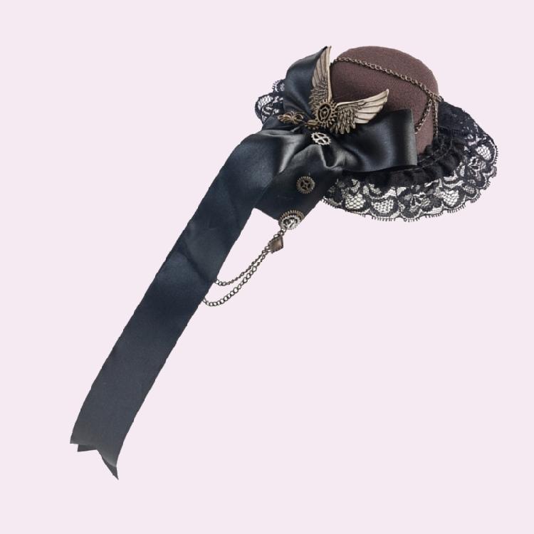PunkStyle Top Hat with Gear Rose Party Fedoras Hat Hair Clip Carnivals Headpieces