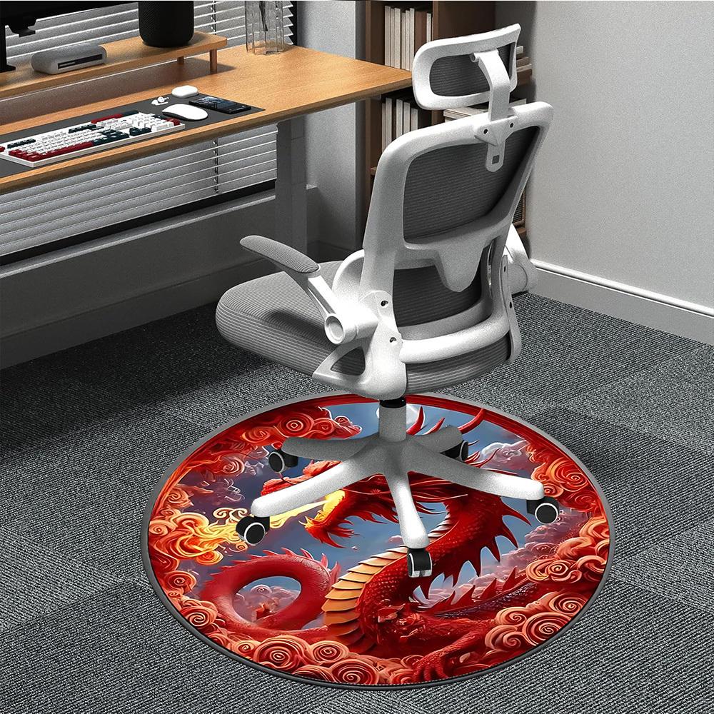 

1PC Mythical Dragon Symbolism Chair Carpet for Office, Indoor Non-Slip Washable Carpet, Soft Comfortable Mat For Office Room yy250930187 80cm by 80cm