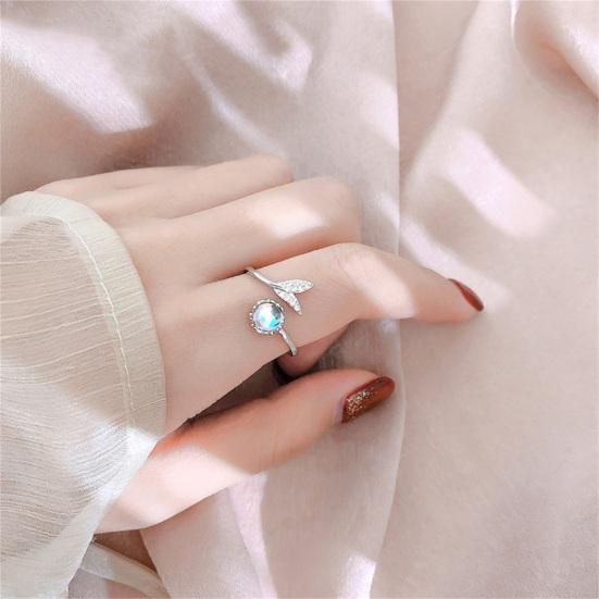 Yousheng Women Ring Creative Shape Rust-proof Alloy Fashion Fish Tail Opening Ring for Girl
