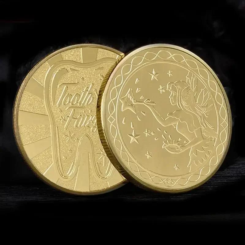 Tandenfee Vergulde Herdenkingsmunt Creatieve Kinderen Tandwissel Cadeaus Fysieke Metalen Munt Crypto Herdenkingsmunt