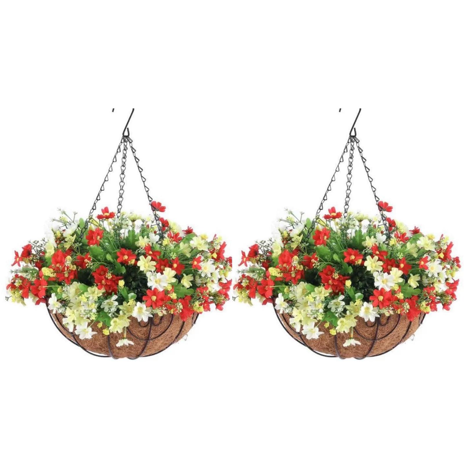 

2 Artificial Christmas Baskets, Christmas Baskets, Featuring Berry And Frosted Front Door, And Outdoor Hanging Baskets