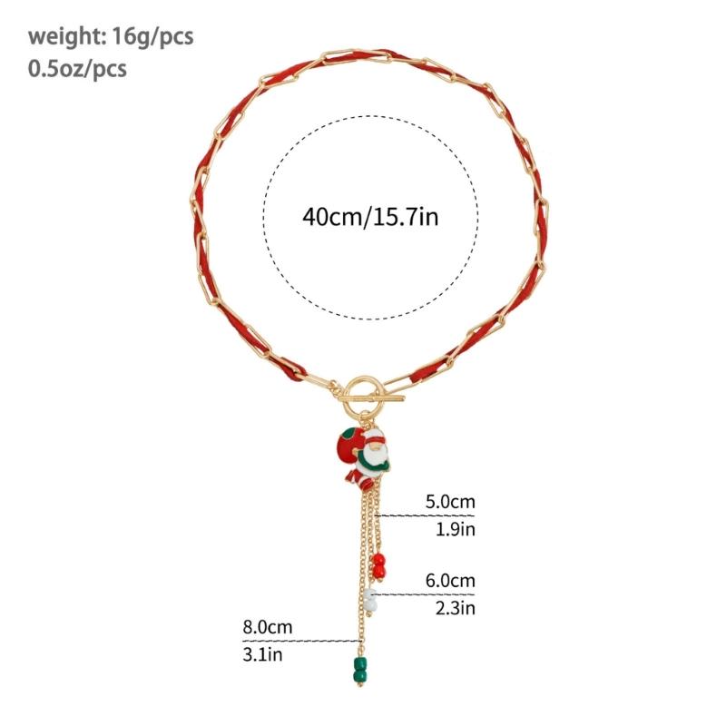 Christmas Themed OT Closure Necklace Feature Santa Charm Alloy Neck Jewelry Neckwear for Gifting and Daily Wear