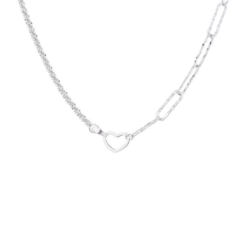 S925 Sterling Silber Halskette funkelnder Sternenhimmel Liebeskette Persönlichkeit Halskette minimalistischer Stil Kette herzförmige Schlüsselbeinkette