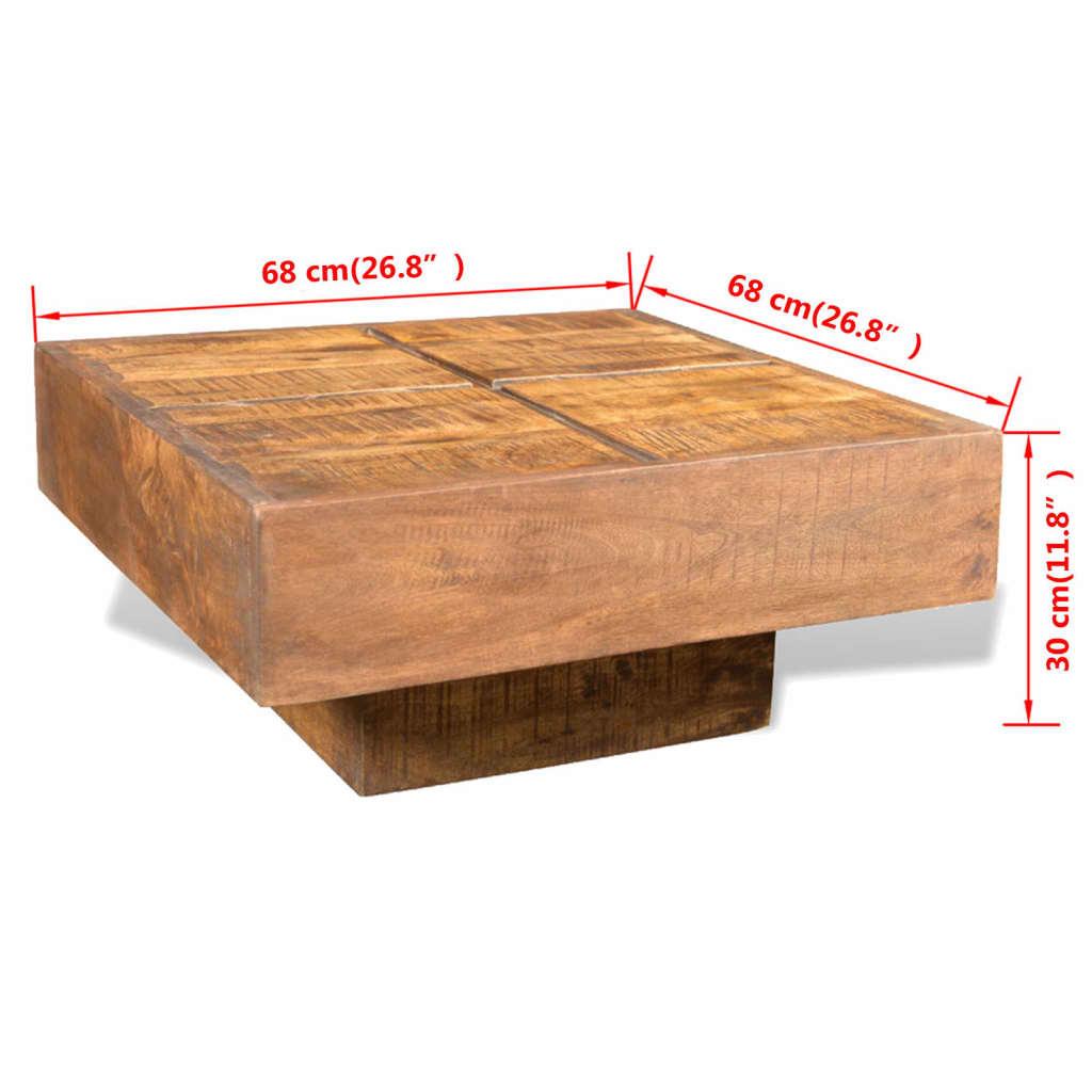 Square Mango Wood Coffee Table, Brown