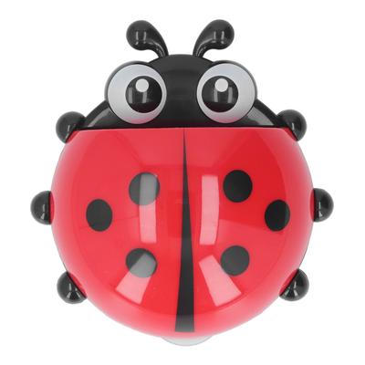 2PCS Kids Toothbrush Holder Wall Mounted Cute Ladybug Toothbrush Storage Organizer with Suction Cup