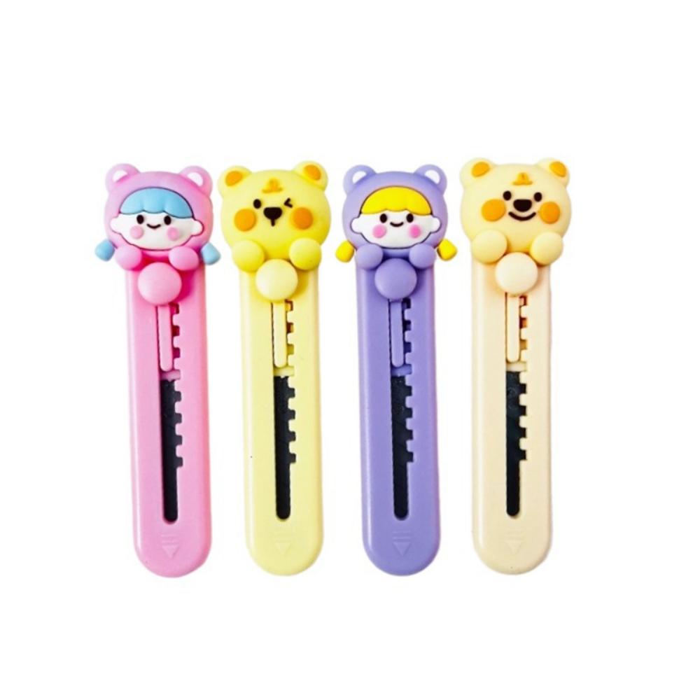 Paper Cutting Knife Retractable Student Stationery Knife Mini Utility Knife Cartoon For School Home Art Projects