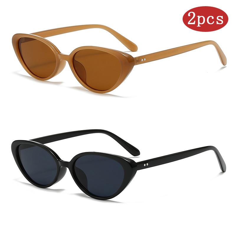 

Car Sunglasses 2pcs Fashion Rivets Cat Eye Sun Glasses Women Brand Designer Retro Sun Glasses Female Shades UV400 Purple Eyewear