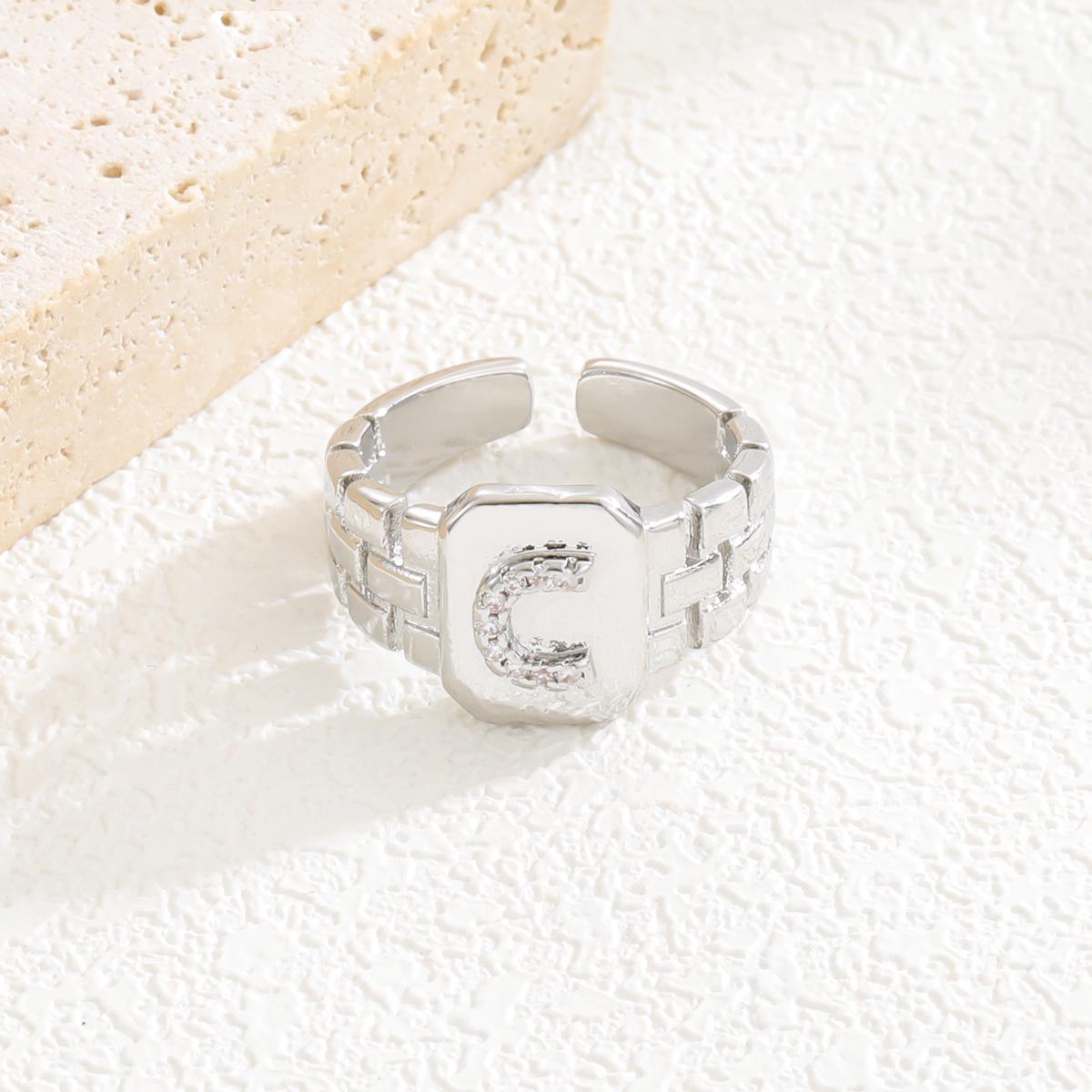 Hip Hop 26 Letter Ring with Micro-inlaid Watch Strap - Retro Openable Finger Ornament