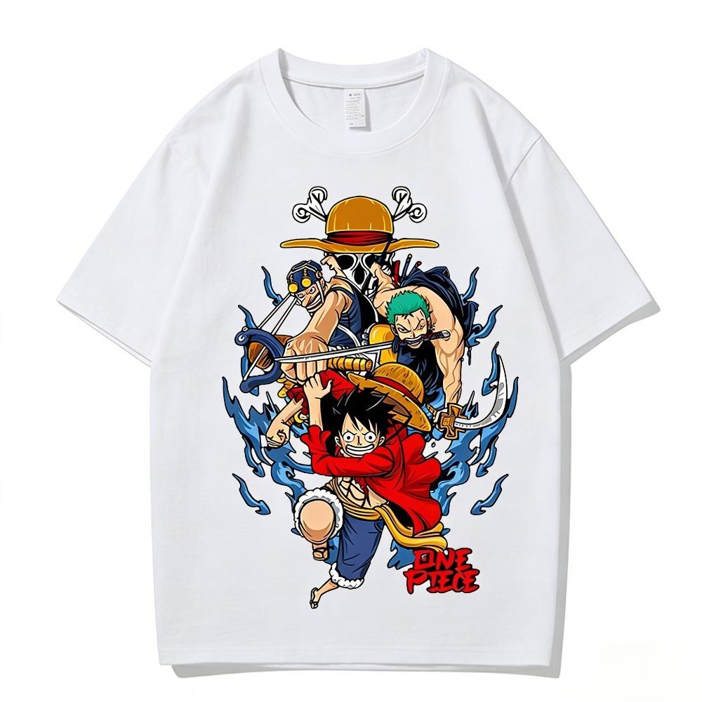 One Piece Luffy Gear 5 Nika Unisex Tshirt 2026 Summer New Popular Anime Print American Casual Family Short Sleeved Top